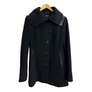 Mackage black wool cashmere coat - Size small - Leather trim - 🇨🇦 Canada made
